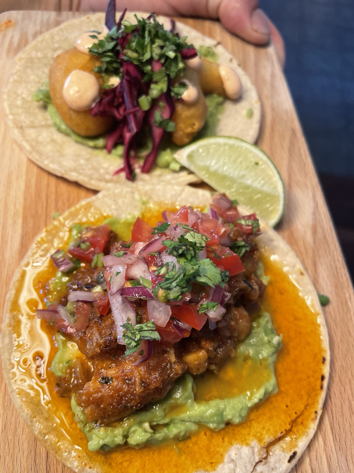 Mexican-inspired taco with fresh herbs